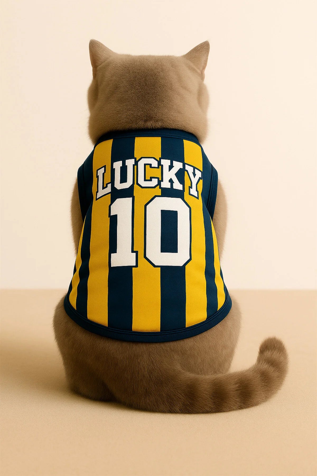 Kişiye Özel İsim ve Numara Seçenekli Köpek Ve Kedi Atleti - Sarı Lacivert