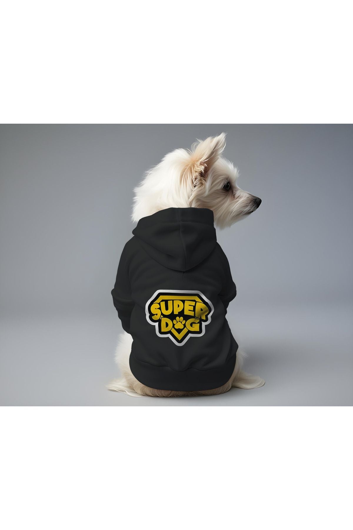 Kedi ve Köpek Kıyafeti & Elbisesi - Siyah Hoodie Super Dog