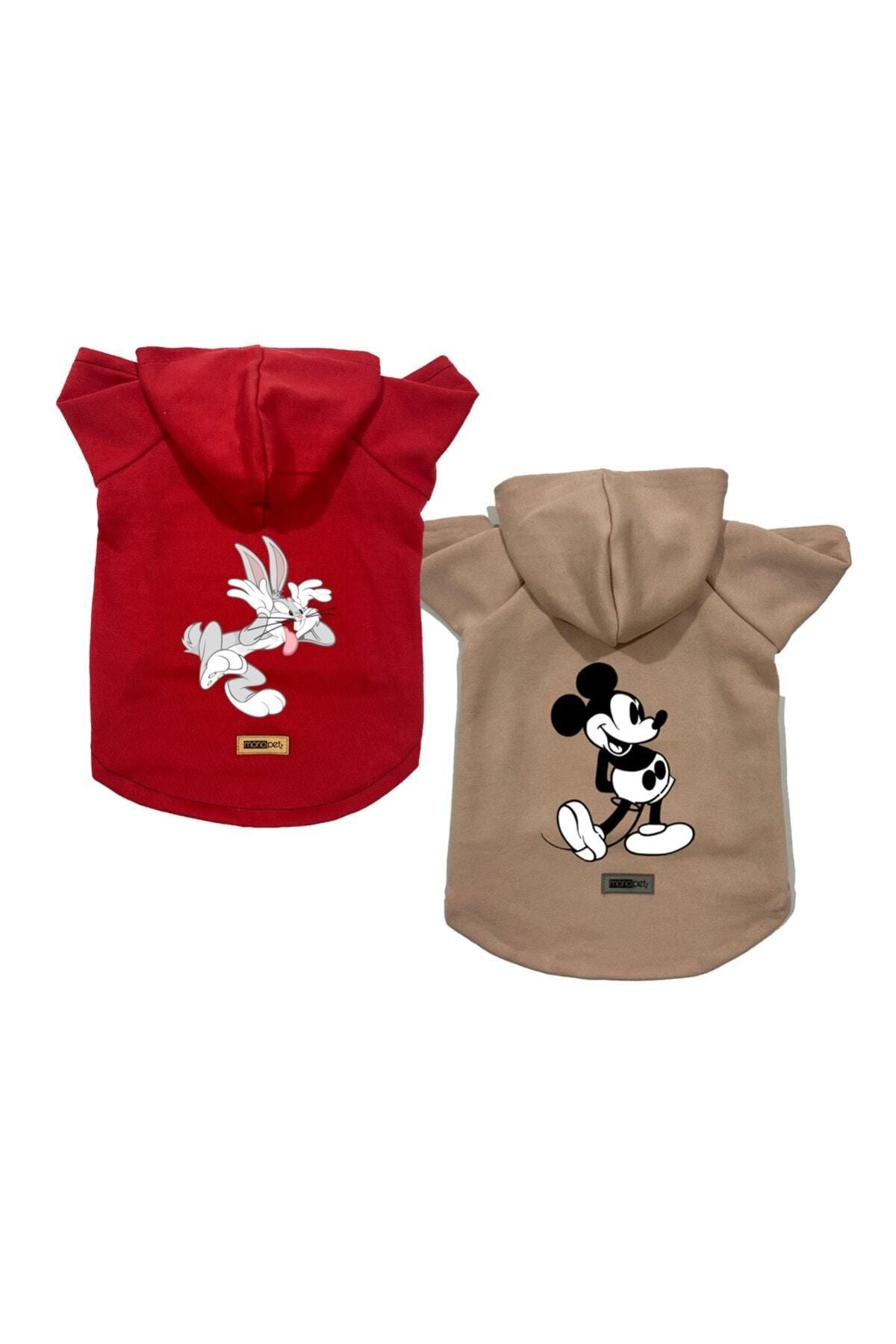 Kapişonlu Polar Sweatshirt Köpek Ve Kedi Kıyafeti & Elbisesi - Buggs & Mickey 2'li Fırsat Paketi
