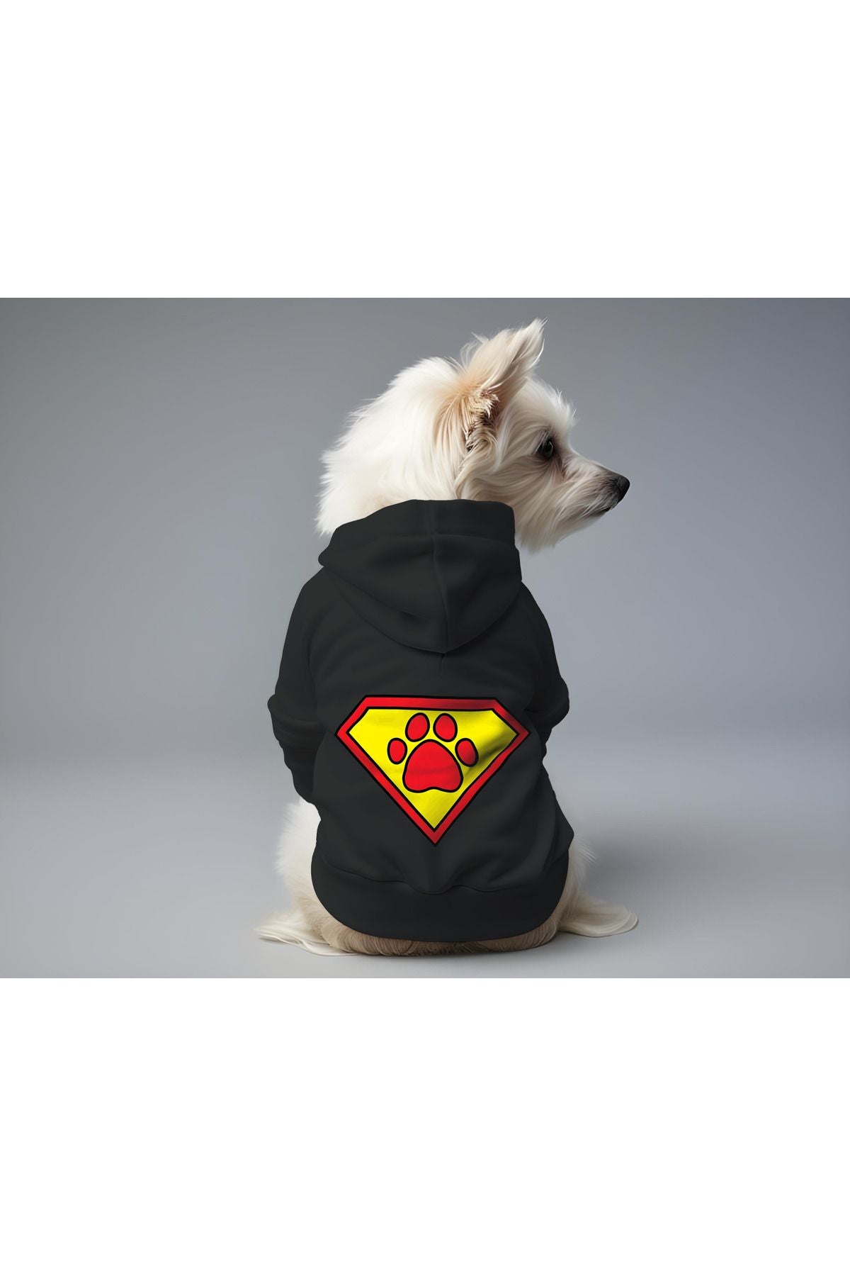 Kedi ve Köpek Kıyafeti & Elbisesi - Siyah Hoodie Super Paw