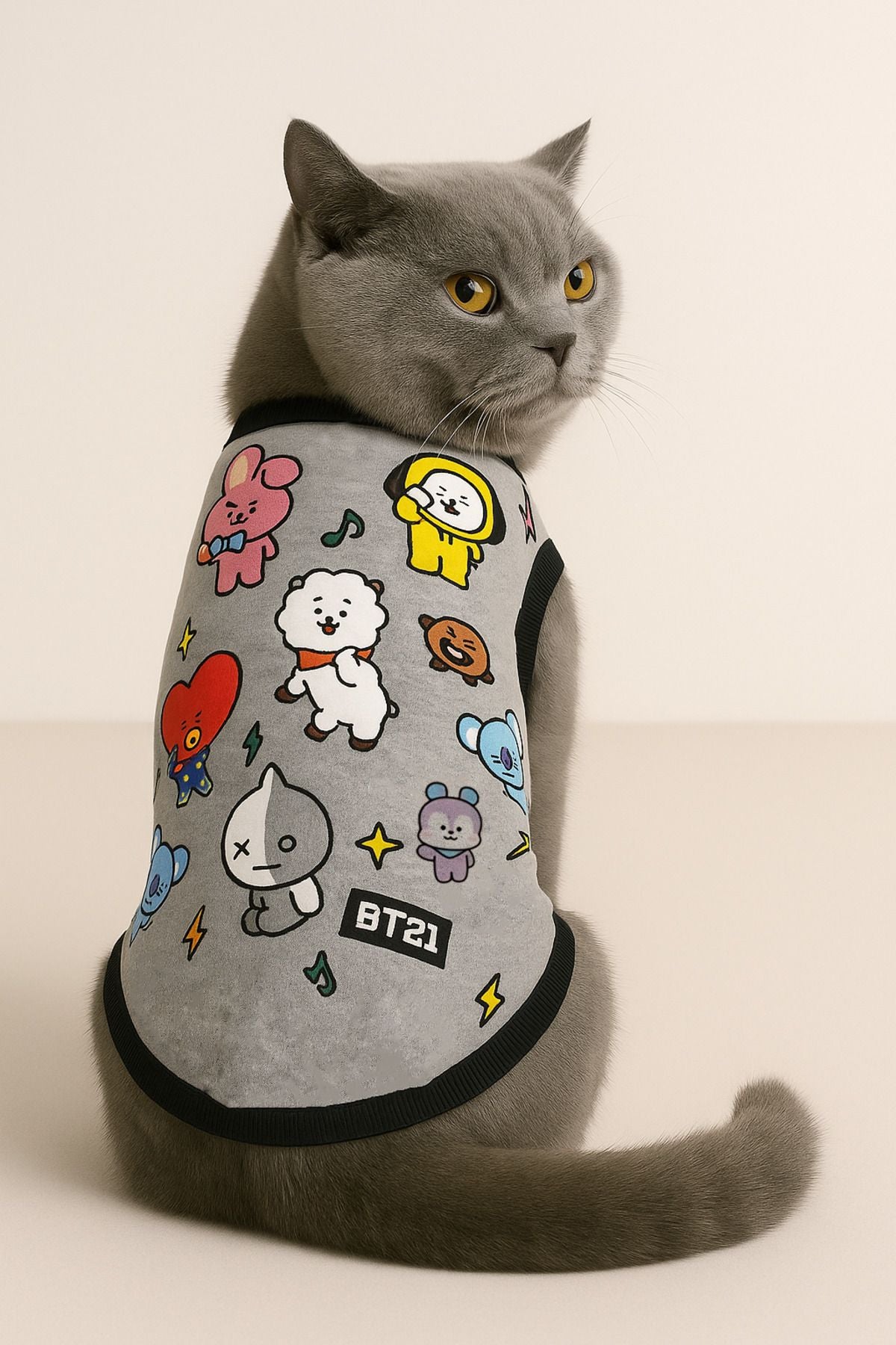 Organik Kumaşlı Köpek Ve Kedi Kıyafeti - Gri Btsli