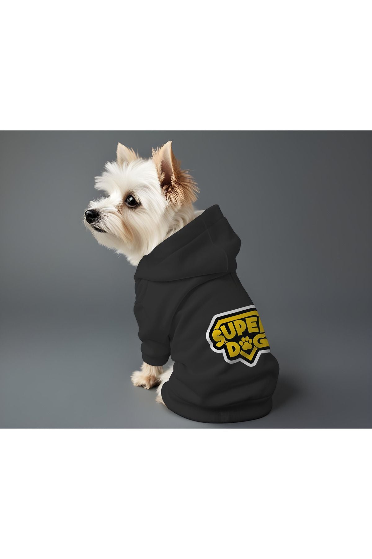 Kedi ve Köpek Kıyafeti & Elbisesi - Siyah Hoodie Super Dog