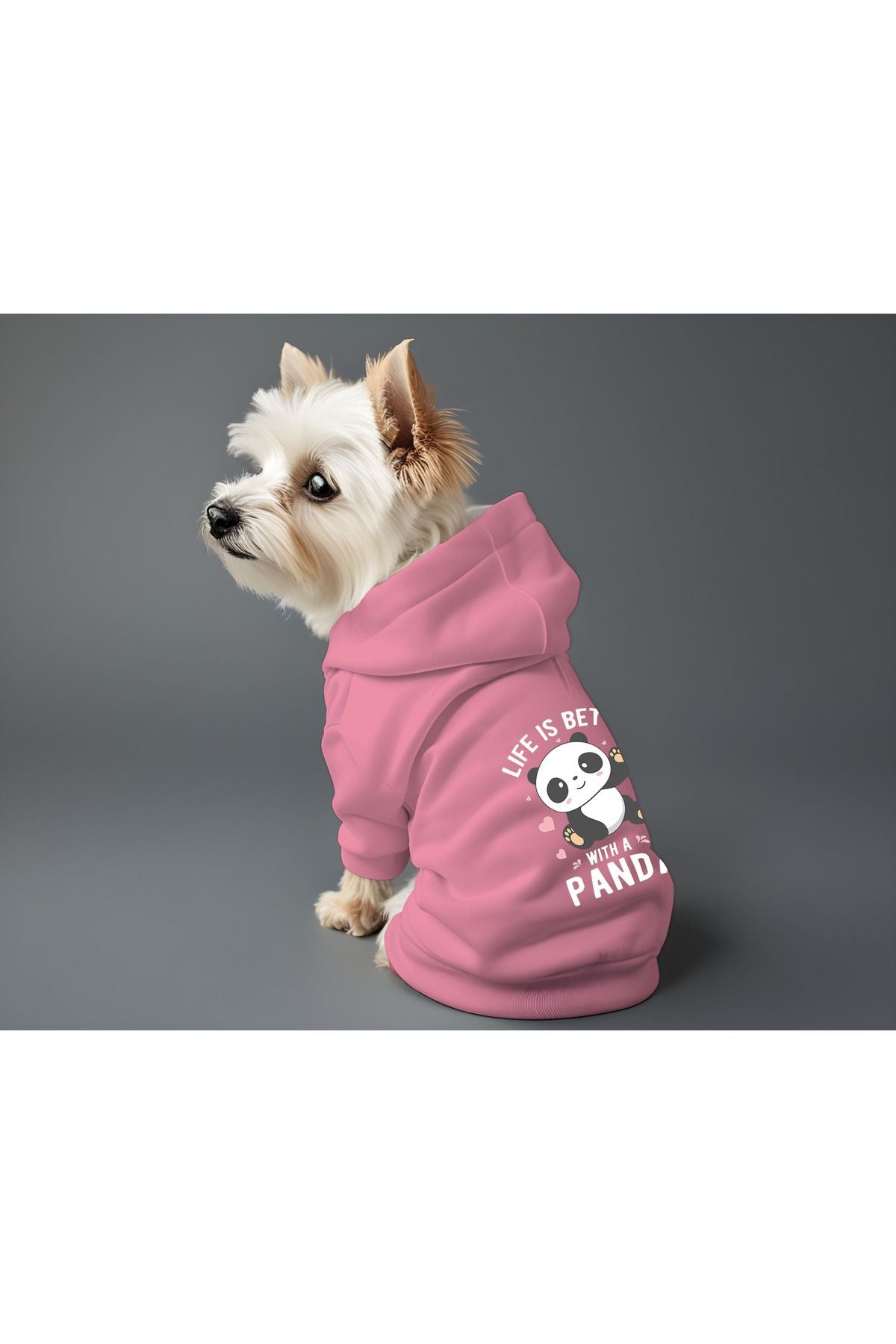 Kedi ve Köpek Kıyafeti & Elbisesi - Pembe Hoodie Panda