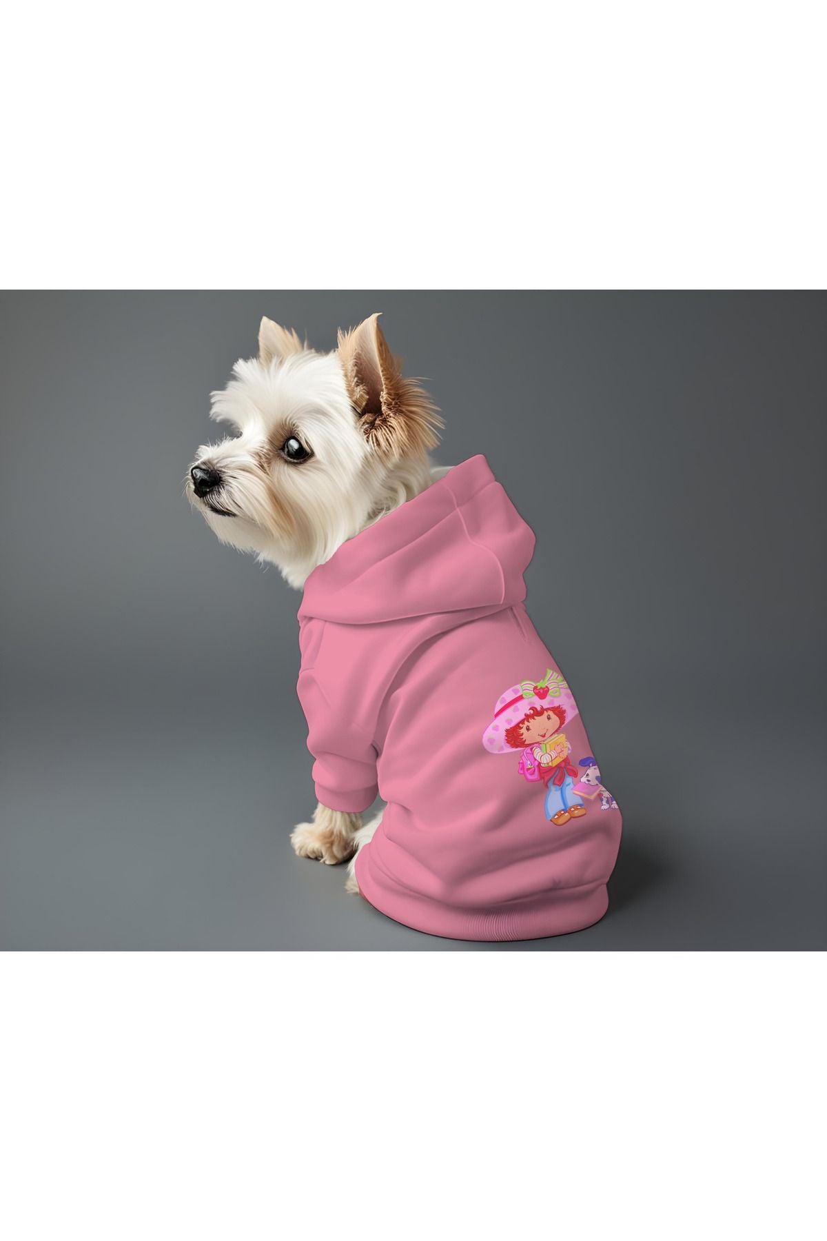 Kedi ve Köpek Kıyafeti & Elbisesi - Pembe Hoodie Çilek Kız