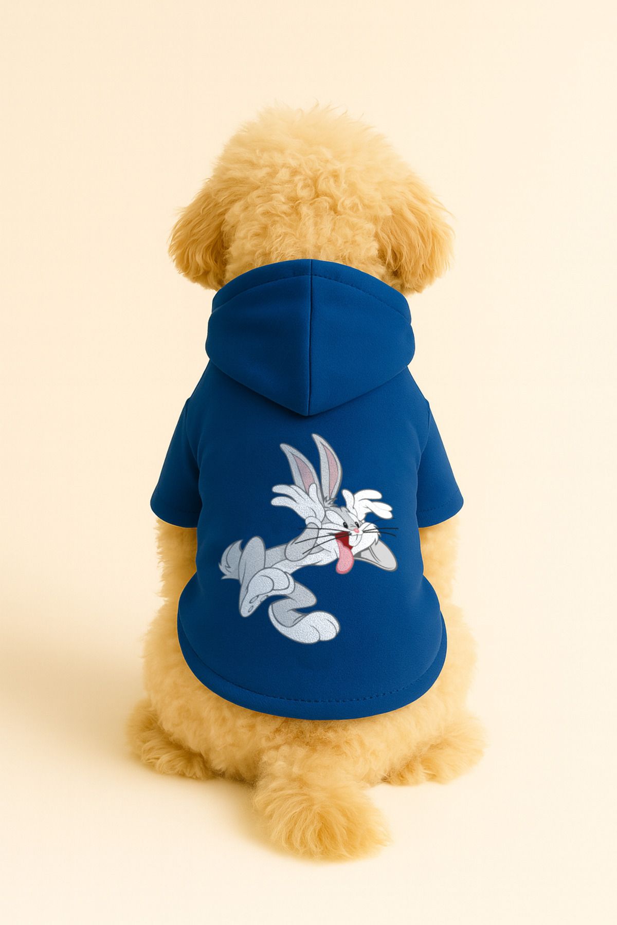 Kapişonlu Polar Sweatshirt Köpek Ve Kedi Kıyafeti & Elbisesi - Mavi Bugs Bunny