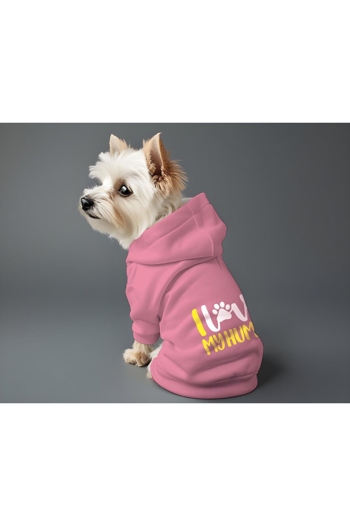 Kedi ve Köpek Kıyafeti & Elbisesi - Pembe Hoodie I Love Human