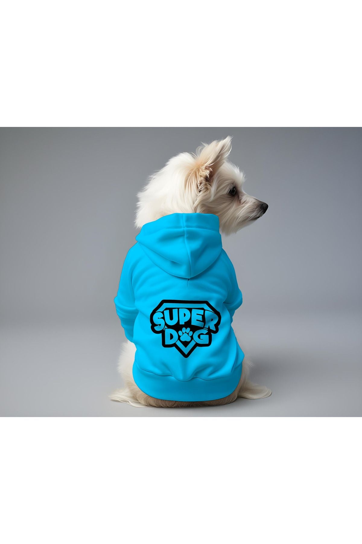 Kedi ve Köpek Kıyafeti & Elbisesi - Mavi Hoodie Super Dog
