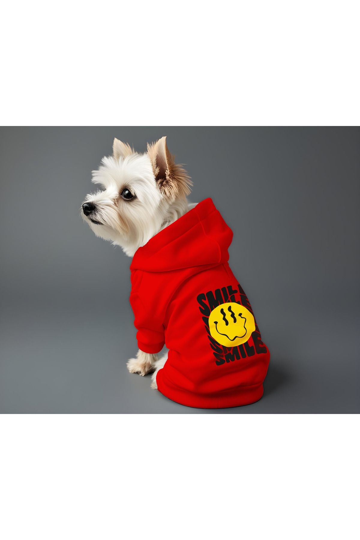 Kedi ve Köpek Kıyafeti & Elbisesi - Kırmızı Hoodie Smile