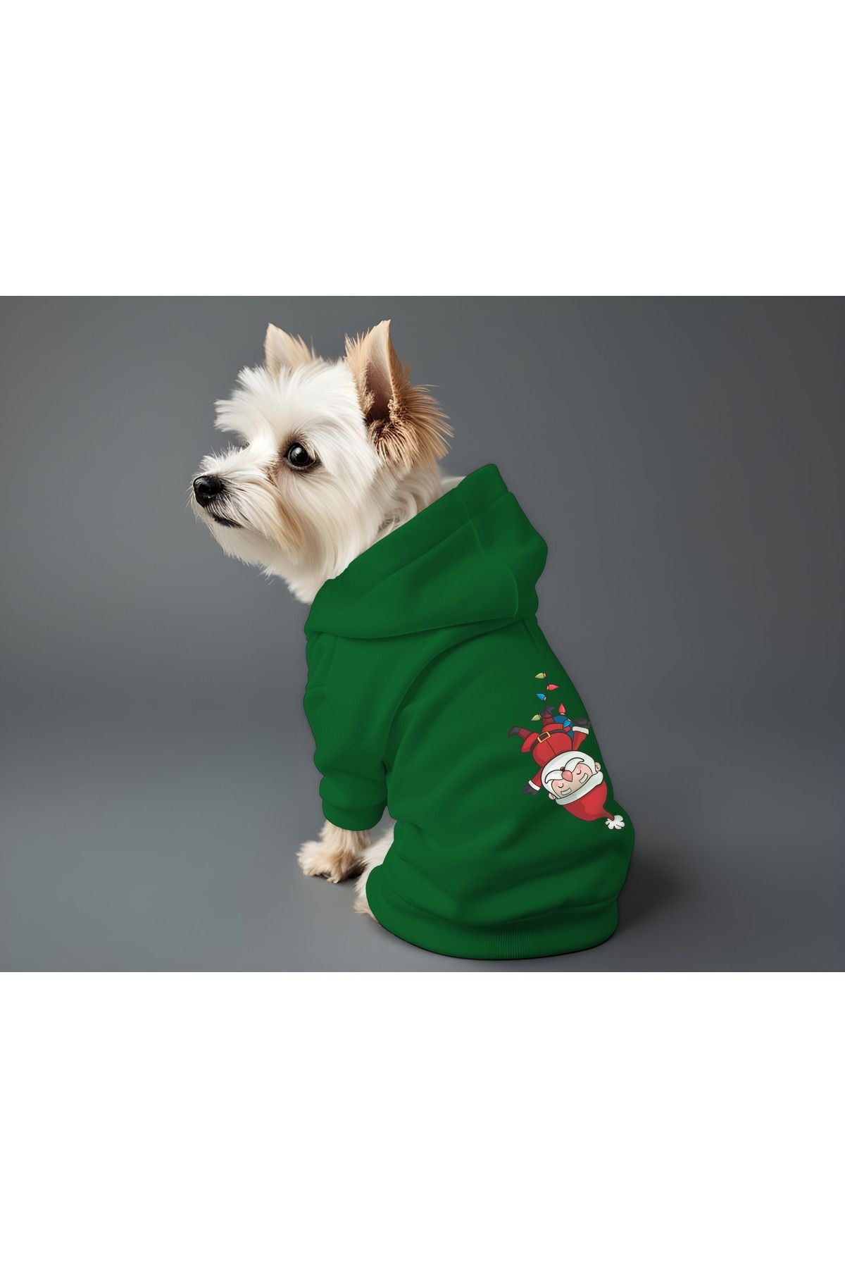 Kedi ve Köpek Kıyafeti & Elbisesi - Yeşil Hoodie Ters Noel