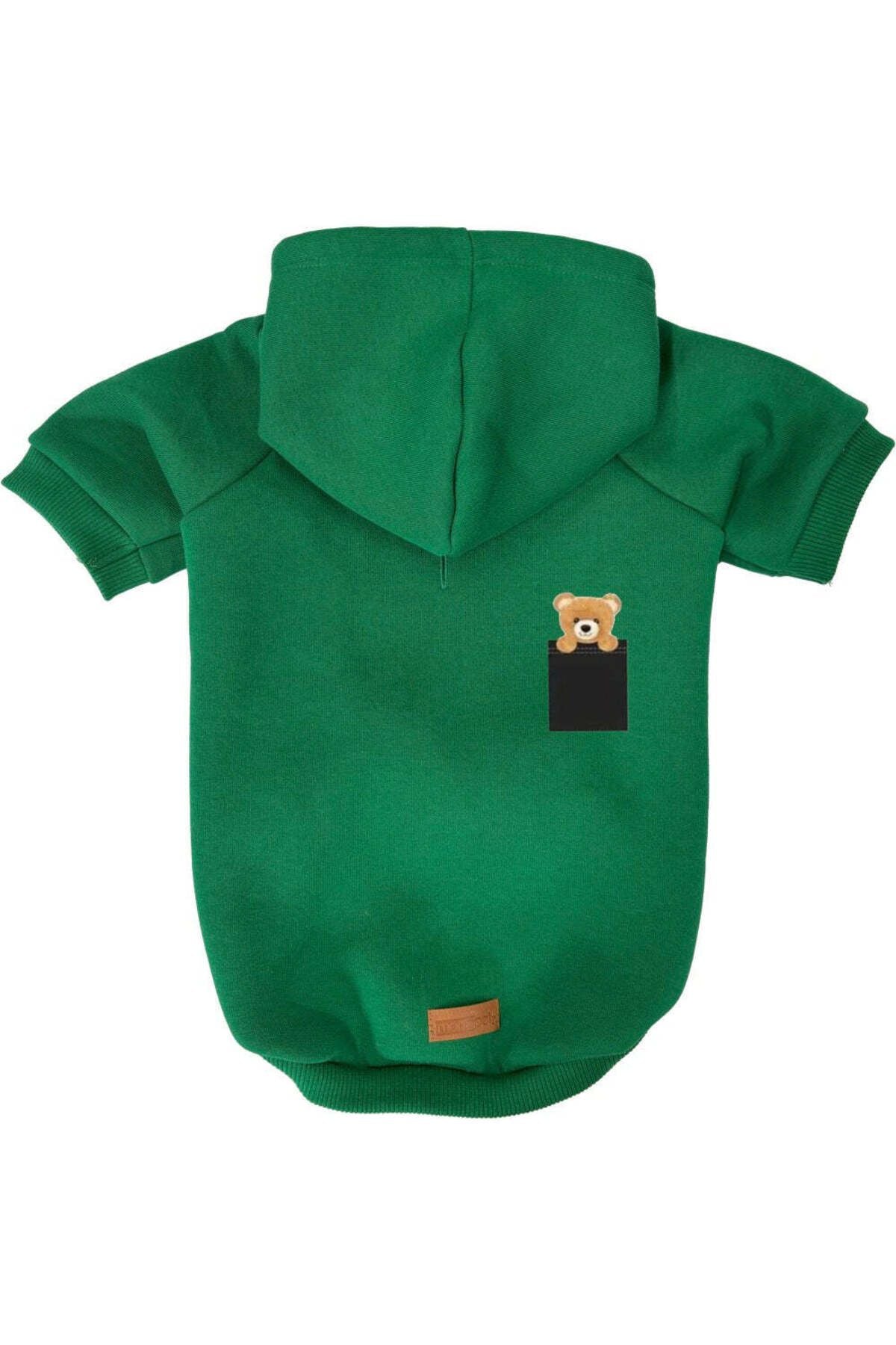 Kedi ve Köpek Kıyafeti & Elbisesi - Yeşil Hoodie Ayı Cep