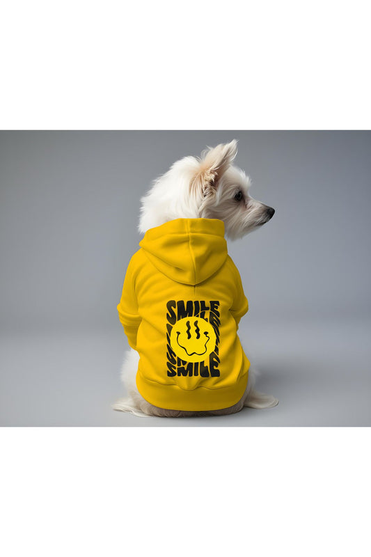 Kedi ve Köpek Kıyafeti & Elbisesi - Sarı Hoodie Smile