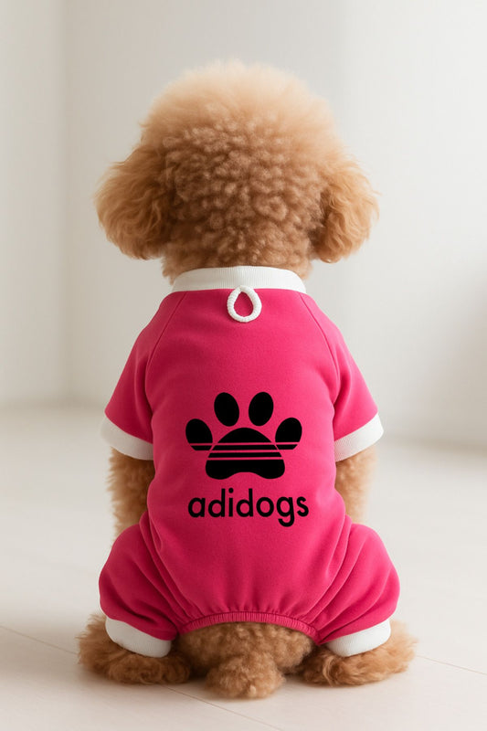 Kedi ve Köpek Kıyafeti & Elbisesi - Pembe 4 Bacak Tulum Adidogs