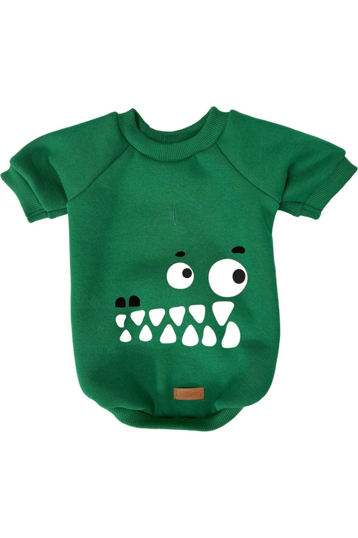 Kedi ve Köpek Kıyafeti & Elbisesi - Yeşil Sweatshirt Vektör Timsah