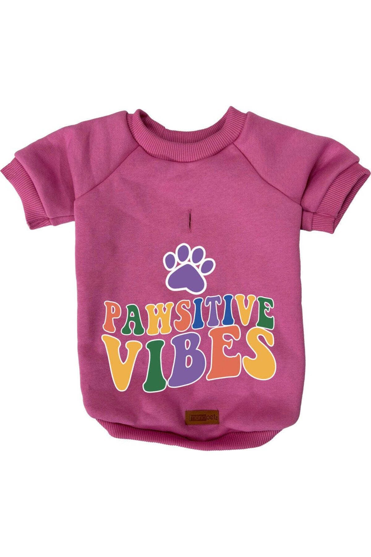 Kedi ve Köpek Kıyafeti & Elbisesi - Pembe Sweatshirt Pawsitive Vibes