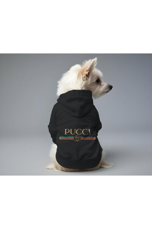Kedi ve Köpek Kıyafeti & Elbisesi - Siyah Hoodie Pucci
