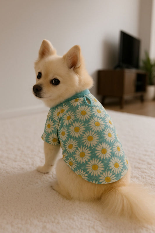 Kedi ve Köpek Kıyafeti & Elbisesi - Papatyalı T-Shirt