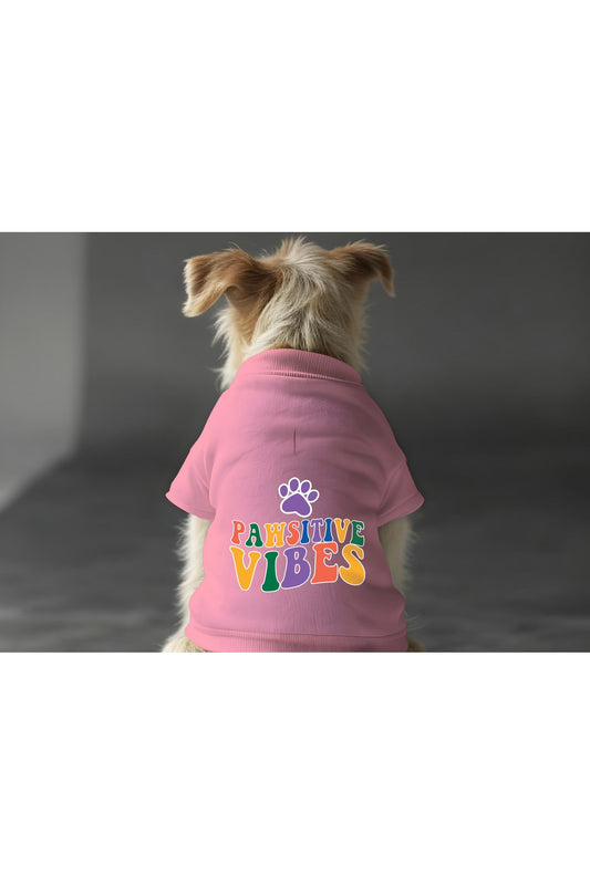Kedi ve Köpek Kıyafeti & Elbisesi - Pembe Sweatshirt Pawsitive Vibes