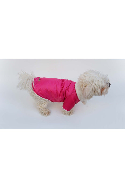 Kedi ve Köpek Kıyafeti & Elbisesi & Ceketi & Yeleği - Pembe Kürklü Ceket