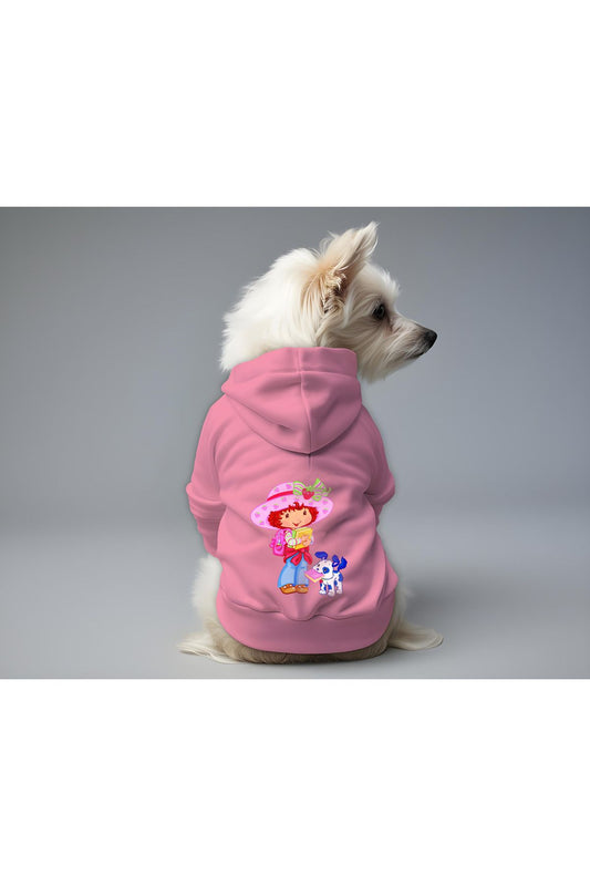 Kedi ve Köpek Kıyafeti & Elbisesi - Pembe Hoodie Çilek Kız
