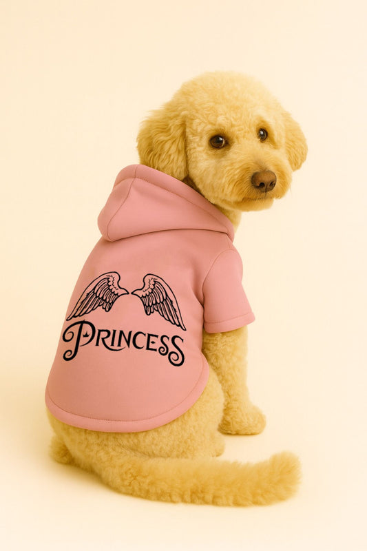 Kapişonlu Sweatshirt Köpek Ve Kedi Kıyafeti  Koyu Pembe Prenses