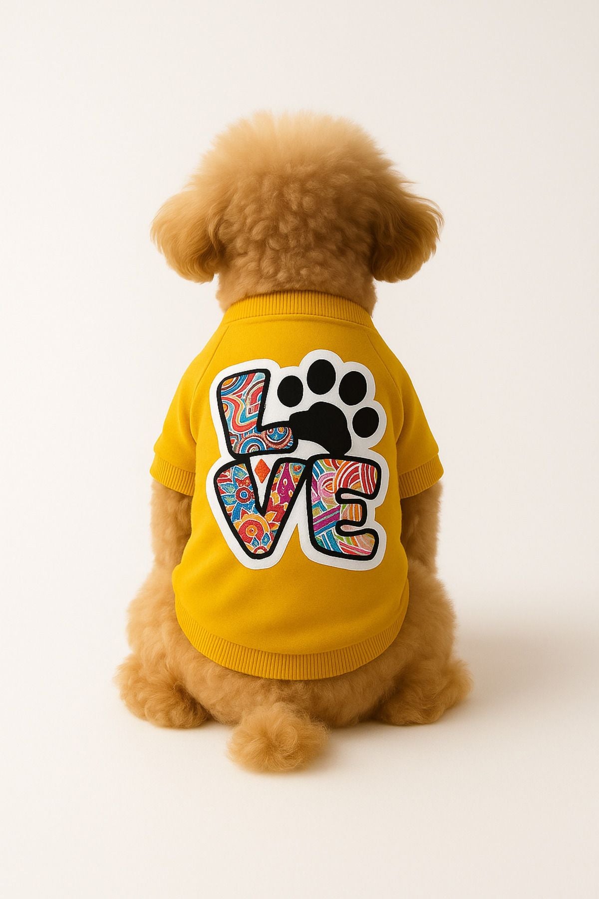 Kedi ve Köpek Kıyafeti & Elbisesi - Sarı Sweatshirt Renkli Love