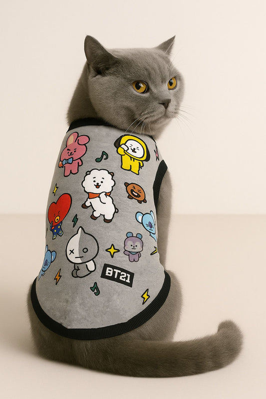 Organik Kumaşlı Köpek Ve Kedi Kıyafeti - Gri Btsli
