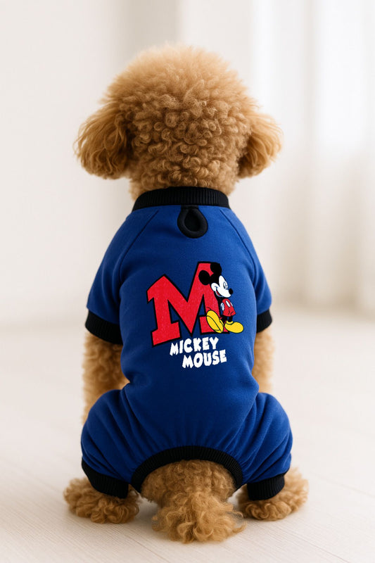 Kedi ve Köpek Kıyafeti & Elbisesi - Saks Mavi 4 Bacak Tulum Mickey Mouse