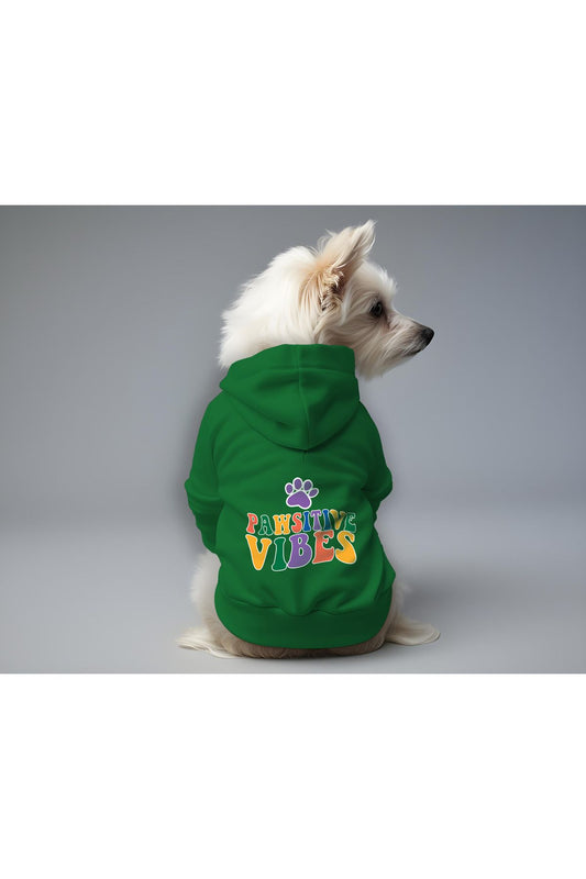 Kedi ve Köpek Kıyafeti & Elbisesi - Yeşil Hoodie Pawsitive Vibes