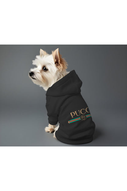 Kedi ve Köpek Kıyafeti & Elbisesi - Siyah Hoodie Pucci