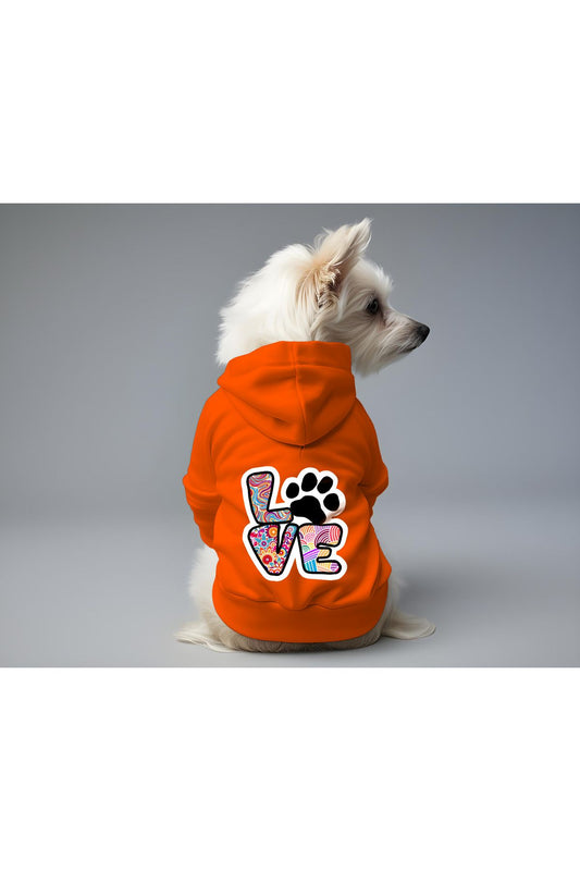 Kedi ve Köpek Kıyafeti & Elbisesi - Turuncu Hoodie Love