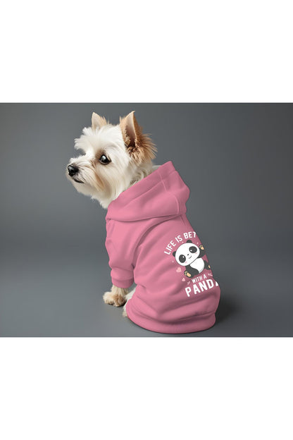 Kedi ve Köpek Kıyafeti & Elbisesi - Pembe Hoodie Panda
