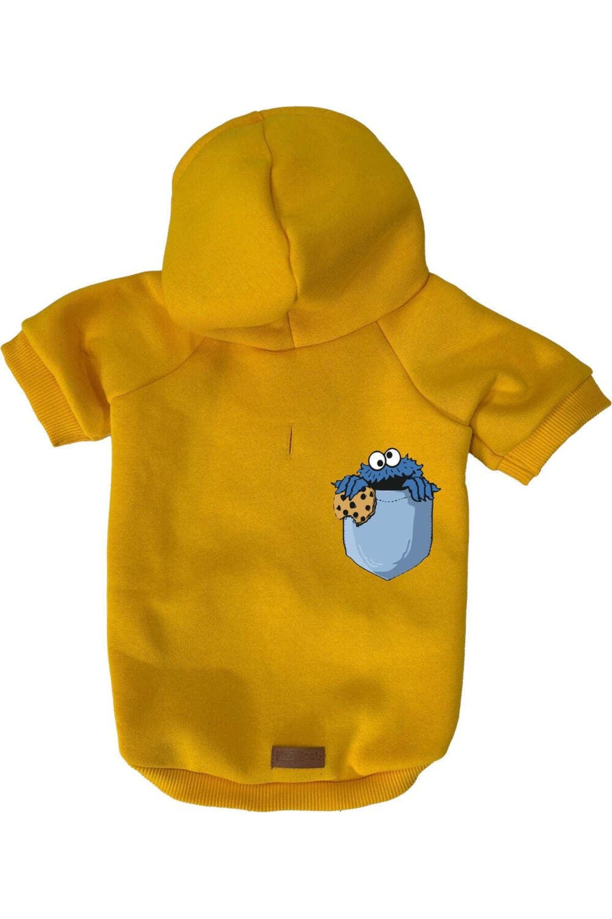 Kedi ve Köpek Kıyafeti & Elbisesi - Sarı Hoodie Kurabiye Cep