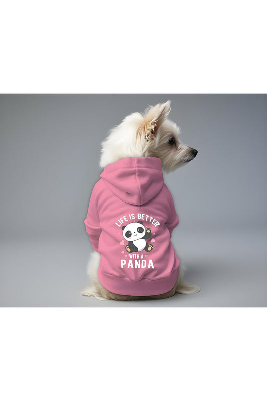 Kedi ve Köpek Kıyafeti & Elbisesi - Pembe Hoodie Panda