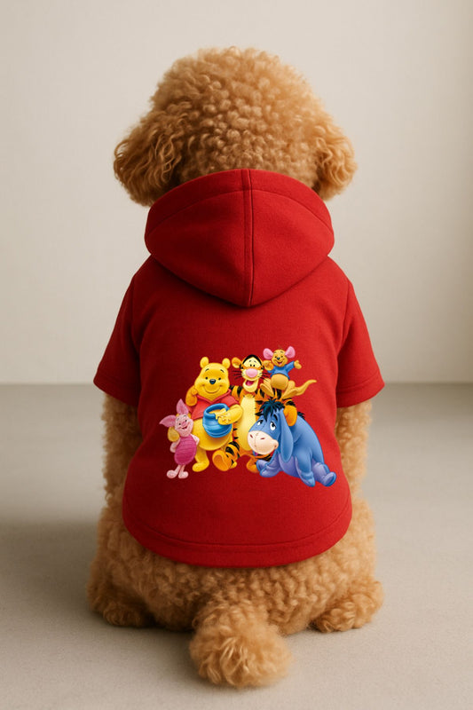 Kapişonlu Polar Sweatshirt Köpek Ve Kedi Kıyafeti & Elbisesi - Kırmızı Winnie