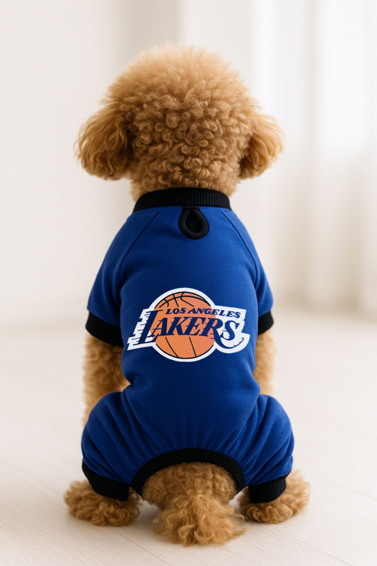 Kedi ve Köpek Kıyafeti & Elbisesi - Saks Mavi 4 Bacak Tulum Los Angeles Lakers