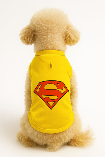 Kedi ve Köpek Kıyafeti & Elbisesi - Sarı Superman Atlet