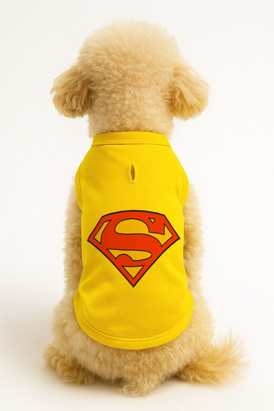 Kedi ve Köpek Kıyafeti & Elbisesi - Sarı Superman Atlet