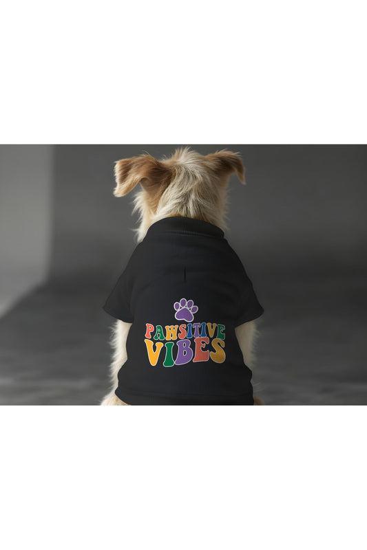 Kedi ve Köpek Kıyafeti & Elbisesi - Siyah Sweatshirt Pawsitive Vibes