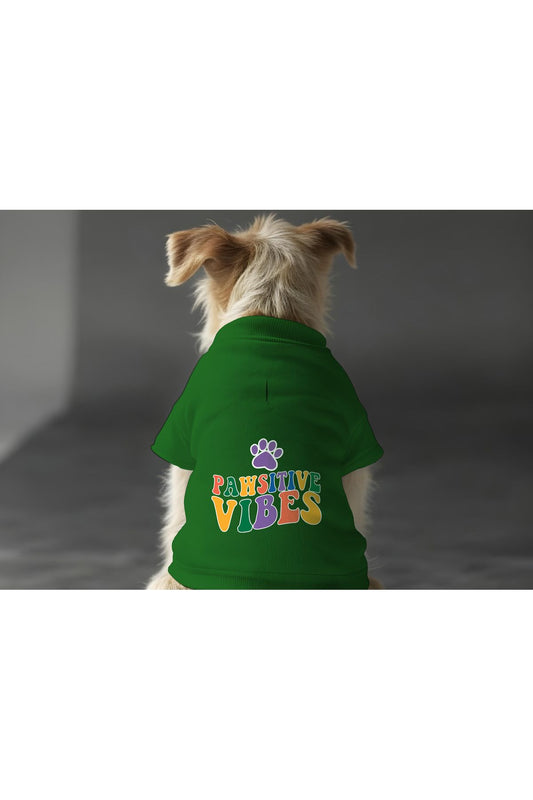 Kedi ve Köpek Kıyafeti & Elbisesi - Yeşil Sweatshirt Pawsitive Vibes