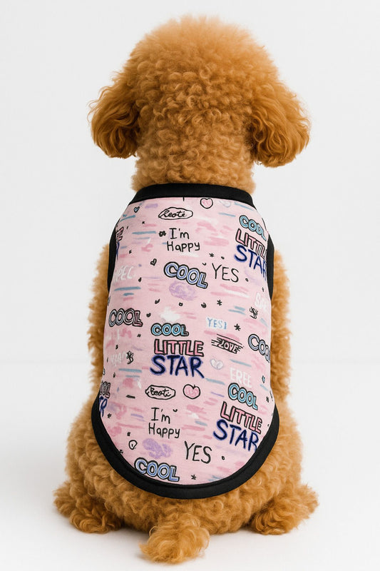 Organik Kumaşlı Köpek Ve Kedi Kıyafeti - Pembe Yıldızlı