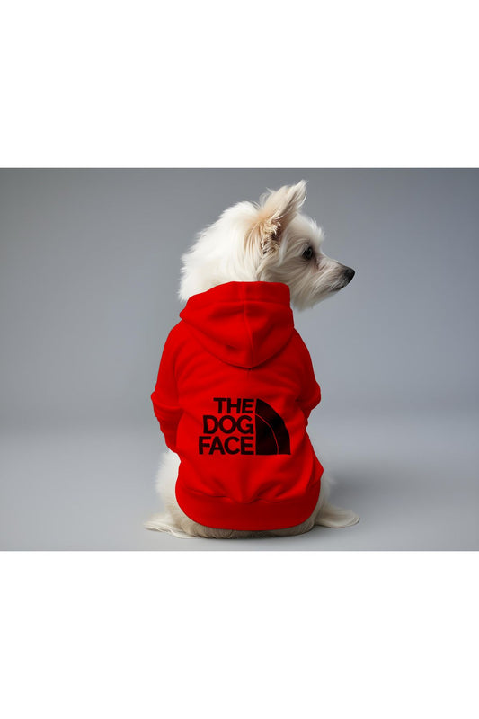 Kedi ve Köpek Kıyafeti & Elbisesi - Kırmızı Hoodie The Dog Face