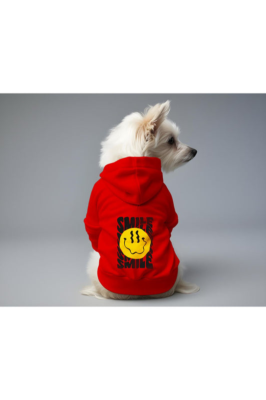 Kedi ve Köpek Kıyafeti & Elbisesi - Kırmızı Hoodie Smile