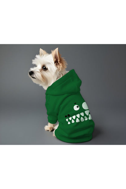Kedi ve Köpek Kıyafeti & Elbisesi - Yeşil Hoodie Vektör Timsah