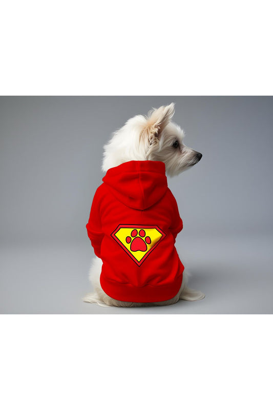 Kedi ve Köpek Kıyafeti & Elbisesi - Kırmızı Hoodie Super Paw