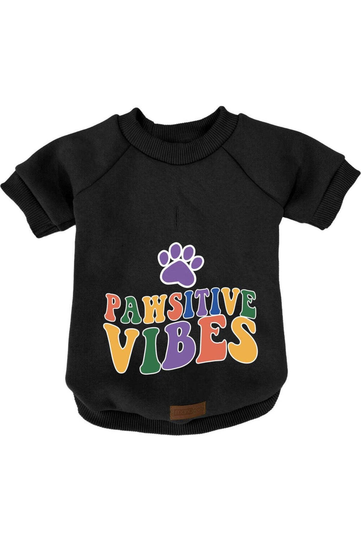 Kedi ve Köpek Kıyafeti & Elbisesi - Siyah Sweatshirt Pawsitive Vibes