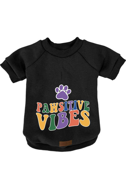 Kedi ve Köpek Kıyafeti & Elbisesi - Siyah Sweatshirt Pawsitive Vibes