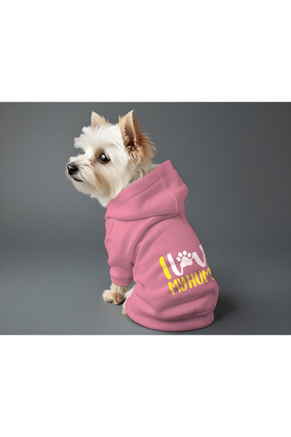 Kedi ve Köpek Kıyafeti & Elbisesi - Pembe Hoodie I Love Human