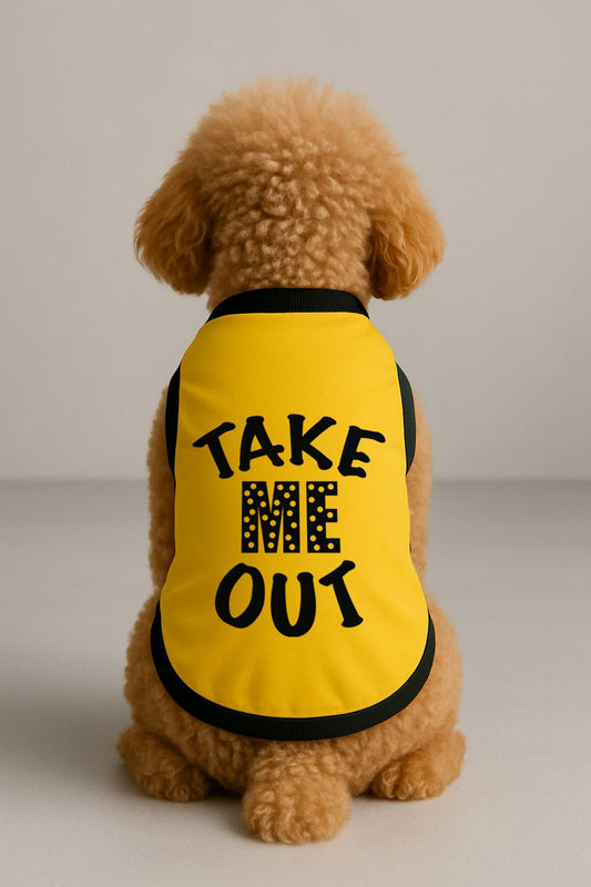 Yeni Sezon Köpek Ve Kedi Kıyafeti & Elbisesi - Sarı Take Me Out (BENİ DIŞARI ÇIKAR)
