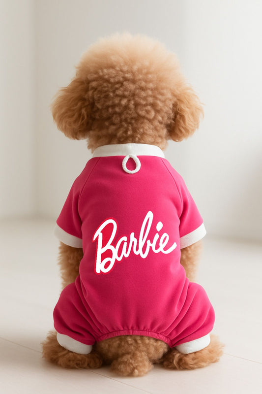 Kedi ve Köpek Kıyafeti & Elbisesi - Pembe 4 Bacak Tulum Barbie