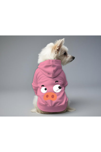 Kedi ve Köpek Kıyafeti & Elbisesi - Pembe Hoodie Vektör Domuz